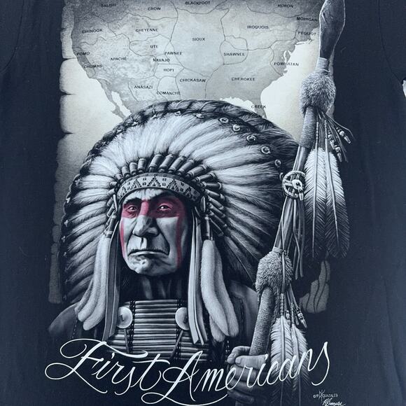 DGA First Americans Shirt Mens XL Native Chief Map Graphic Tee 2019 Gonzales - Picture 1 of 8